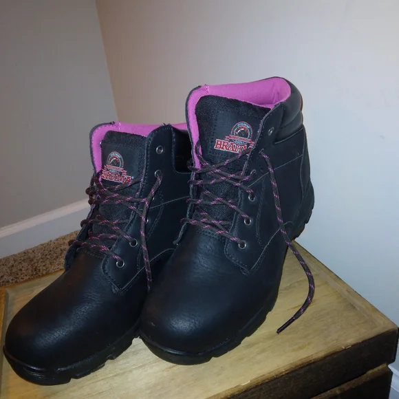 Shoes Nwot Pink And Black Steel Toe Boots Size Poshmark